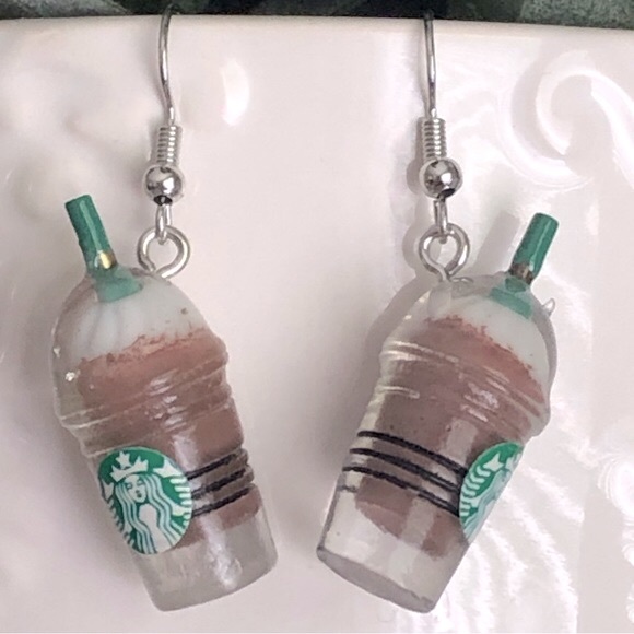 New “Starbucks” Frappuccino Iced Coffee Latte Dangling Drop Fun Unique Earrings - Picture 6 of 7